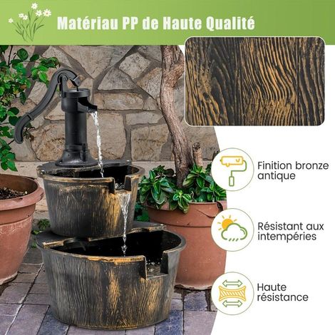 Finition bronze antique pour une ambiance apaisante, fontaine extérieure à barils pour jardin, patio ou cour (1/5)