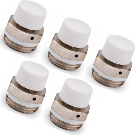 Schläfer 7042005 Valvolina di Sicurezza Manuale di Spurgo e Sfogo aria con scarico girevole per Termosifone, Radiatore Riscaldamento, Valvola 1/2" di Sicurezza per Caloriferi e Termoarredo. 5PZ (1/5)