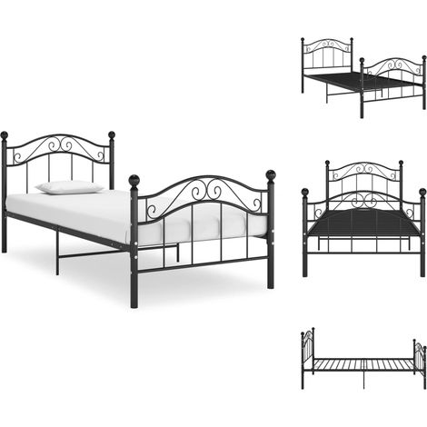 Betten & Bettgestelle - Living Bett Schwarz Metall 100x200 cm (1/5)