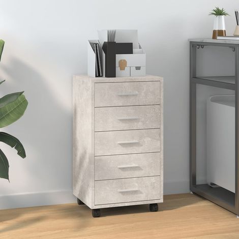 Armoire à tiroirs avec roulettes Gris béton Bois d'ingénierie vidaXL (1/6)