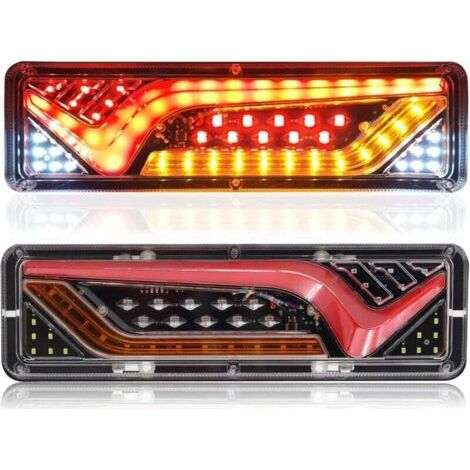 Feux Arrières Remorque LED Feux Remorque LED Feux Stop Feux Clignotant Multifonctionnel Feux Arrière pour Remorque, Camion, Caravane, Tracteur, 2PCS