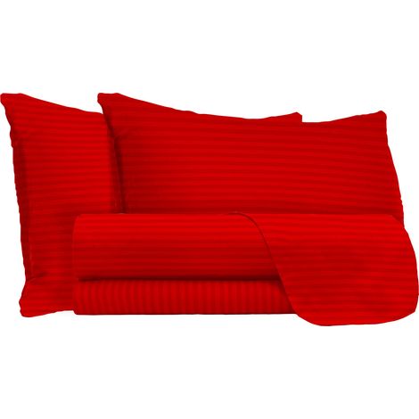Set Lenzuola Matrimoniale Sopra Sotto e Federe in Raso di Poliestere Rosso (1/3)