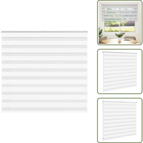 Store zèbre blanc 160x100 cm largeur du tissu 155,9cm polyester - Store Zébré - Stores Zébrés - Store À Enrouleur Zébré - Double Store À Enrouleur (1/5)