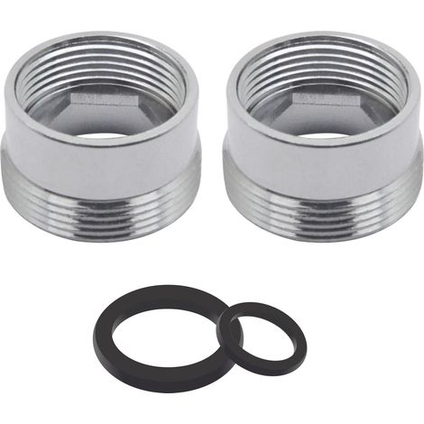 Lot de 2 adaptateurs de robinet, connecteur d’aérateur, résistant, en métal massif, pour purificateur d'eau, 18 mm femelle vers 22 mm mâle (1/5)