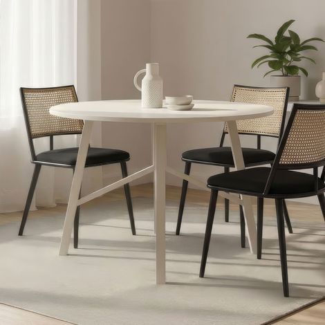 Table a Manger ELURU - Beige - Ronde - 4 personnes - 100 x 76 cm (1/3)