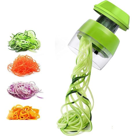 Tragbarer Gemüsespiralschneider, Gemüsespiralschneider, Gemüseschneider, Zucchinischäler, Zucchini-Spaghetti, Nudeln, Karotten und Gurken. (1/4)