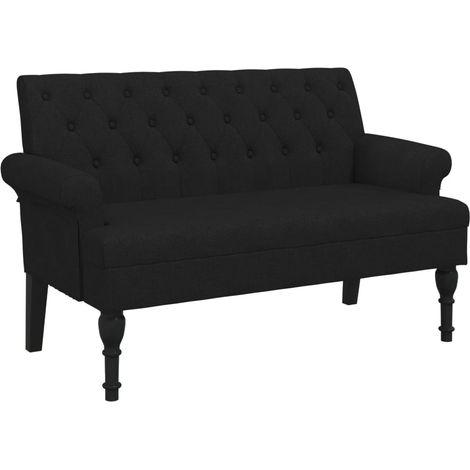 Panca con schienale e braccioli imbottiti 120 x 62 x 75,5 cm tessuto nero DEC024657