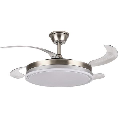 Ventilateur de Plafond avec lumière et 4 pales rétractables en Argent 53 x 106 x 106 cm (1/5)
