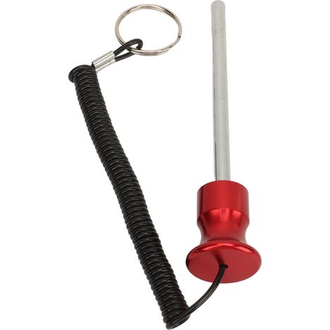 Goupille magnétique 8x125mm pour machine de musculation avec corde de traction et sélecteur de poids pour accessoires d'entraînement de force (rouge). (1/5)