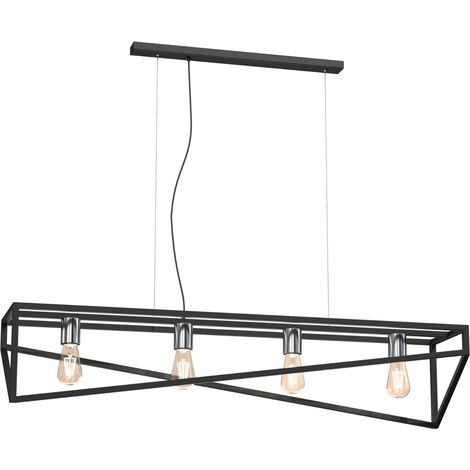 Lampada sospesa industriale nera Gote 4xE27 Luminex