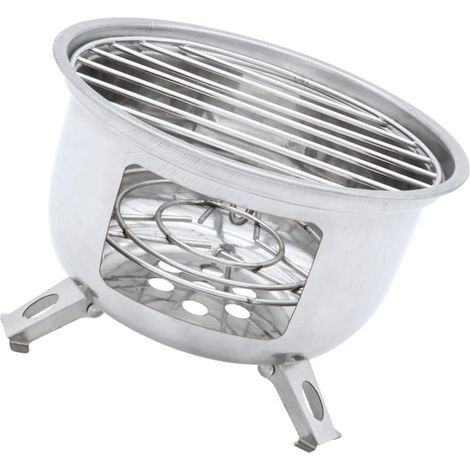 Réchaud de camping rond en acier inoxydable, accessoire de barbecue portable pour grillades en plein air, camping et pique-nique (1/5)