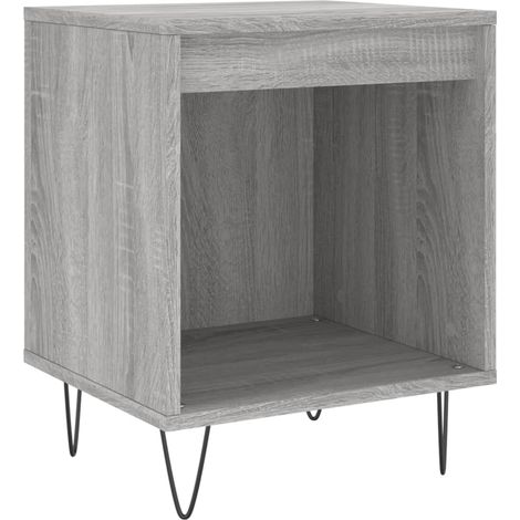 Maison Exclusive - Mesita de noche madera de ingeniería gris Sono