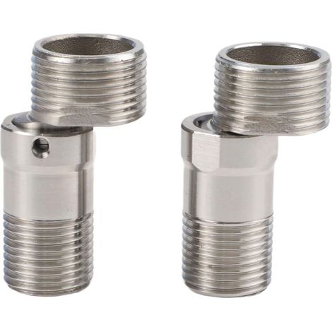 Rallonge de douche télescopique (2 pièces), adaptateur à vis excentrique réglable à 360° en acier inoxydable pour raccords de tuyauterie de salle de bain (1/5)