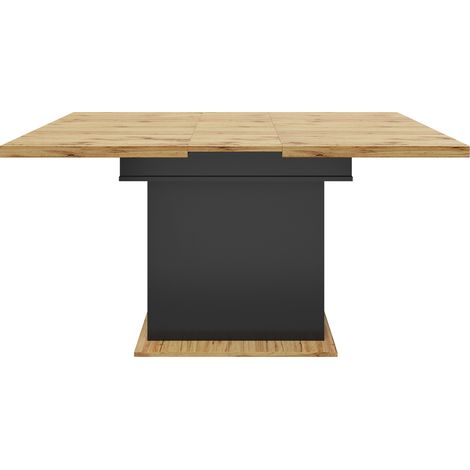Ausziehbarer Esstisch 110-140 x 80 cm aus MDF und schwarzem Metall, für 4-6 Personen (1/5)