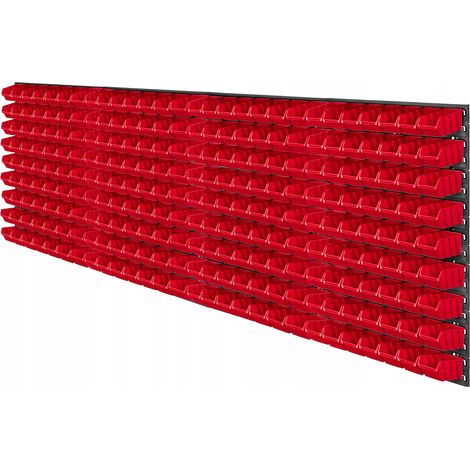KADAX Werkstattwandregal, Wandplatten, 232 x 78 cm, Rot, 252 tlg.