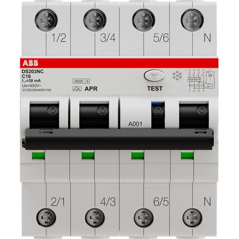 Disjoncteur diff. 3P+N droite 16A 10kA cbe C 30mA Type APR Immunisé 2CSR256440R1164 ABB T226142