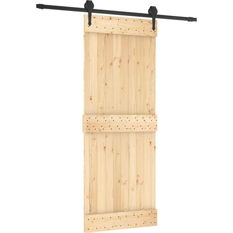Porte coulissante Naturel et noir 80 x 210 cm vidaXL