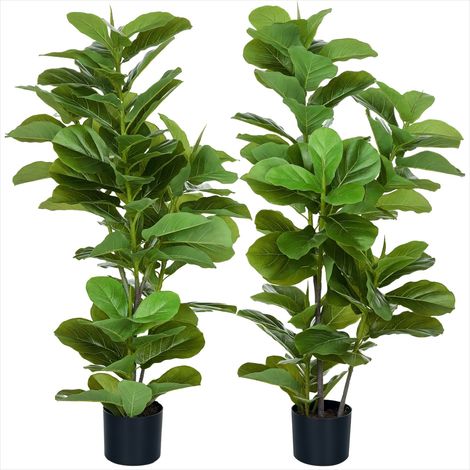 Plante artificielle 2 figuiers artificiels 110 cm avec pots verts (1/5)