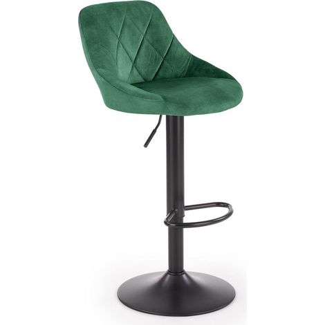 Chaise de bar en velours vert avec structure en métal noir BOHORT (1/5)