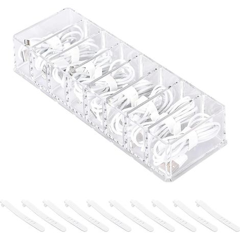 Boîte de gestion de câbles en plastique (1 paquet) avec 10 attaches de câbles (1/5)