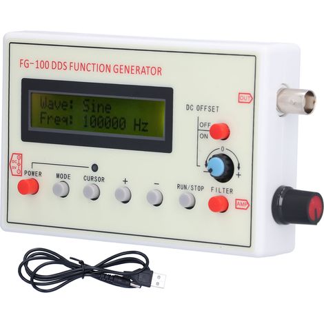 Générateur de signaux fonctionnels DDS (sinusoïdal/carré/en dents de scie/triangulaire) FG-100 1 Hz - 500 kHz CC 3,5 - 10 V (1/5)