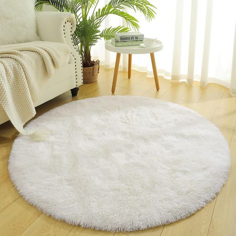 Tapis rond vert doux pour chambre de fille cent vingt centimètres moelleux pour salon et chambre de princesse (1/5)