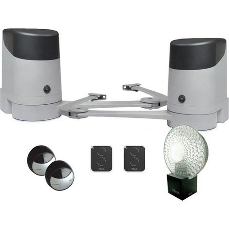 Nice – Kit de motorisation de portail battant 24V – Charge max 250Nm – Vantaux jusqu'à 2,4m – Montage extérieur – Butées mécaniques réglables