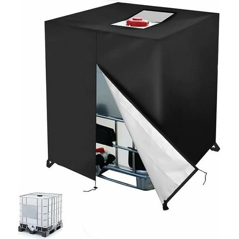Bâche réservoir d'eau IBC 1000 L – Protection anti-UV – Résistante à la déchirure – Dimensions 120x110x116 cm – Fermeture éclair et cordon de serrage - UV 420 D (1/4)