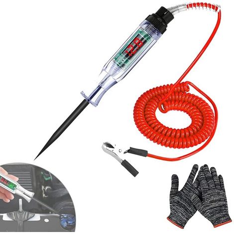 Stylo testeur de circuit pour voitures et camions, testeur de circuit automobile, testeur de circuit électrique numérique LCD, stylo testeur de tension pour camions (3-70 V)-AquaForge