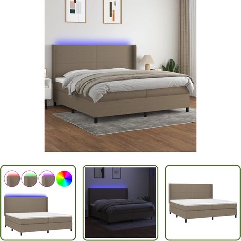 Matelas ensaché - Sommier à lattes de lit matelas LED Taupe 200x200 cm Tissu (1/5)