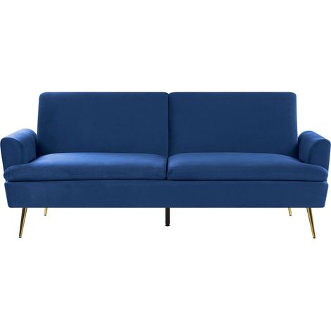 Schlafsofa 3-Sitzer VETTRE Samtstoff Marineblau