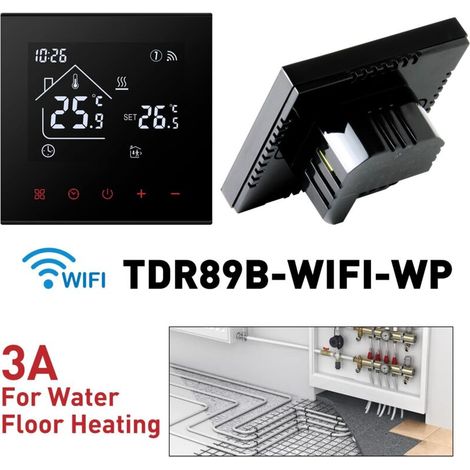 Termostato intelligente WiFi AIMOONSA per la casa, termostato intelligente per riscaldamento a pavimento, termostato ambiente programmabile wireless, compatibile con Alexa e Google Home, 3A, nero (1/4)