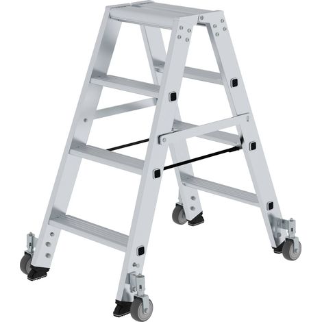 MUNK Stehleiter beidseitig begehbar mit Rollen 2x4 Stufen (1/5)
