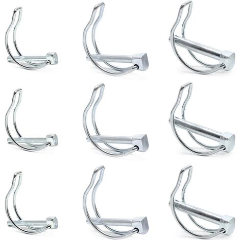 9 Pièces Goupille de Verrouillage Forme D 3 Spécifications Goupilles Rabattables M4,5/M6/M8 Goupilles Tubulaires pour Jardin Pelouse Remorques (1/5)