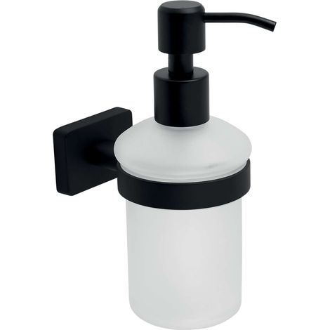Novaservis Ferro Greta - Dispensador de jabón con soporte, cristal esmerilado/negro mate AGR34BL