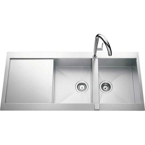 Évier de cuisine Inox lisse ROMA PLUS 2 bacs - L 1160 x l 520 x P 190 mm - sous-meuble de 80 cm (1/3)