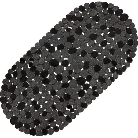 Tapis Bain Noir PVC Ventouses 69x36cm Antidérapant (1/4)