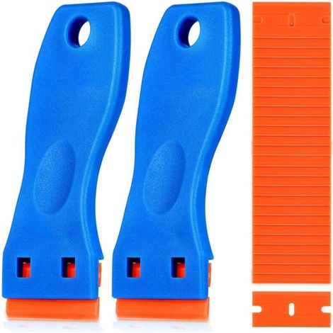 This plastic cleaning scraper comes with 60 plastic blades and is suitable for removing stickers, labels, paint, glass, cars and windows without leaving (1/4)
