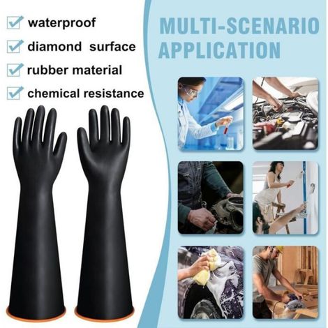 Paire de gants résistants aux produits chimiques - Longs en caoutchouc - Sécurité en latex imperméable - Résistants à l'acide fort (1/5)