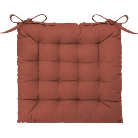 – Coussin de chaise carré 38 × 38 cm en coton terracotta – Housse résistante avec ficelles – Confort et style pour intérieur (1/5)