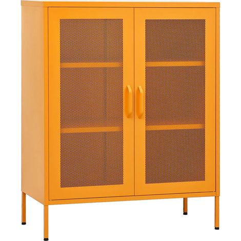 Armadio di stoccaggio di design pratico 80 x 35 x 101,5 cm regolabile in acciaio giallo senape 020046864