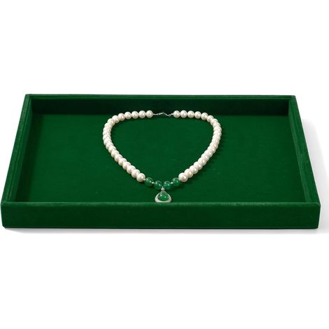 Verte Velours Plateau Bijoux Rangement de Bijoux,Plateau Montre, Vide Poche,Presentoir Bague (1/5)
