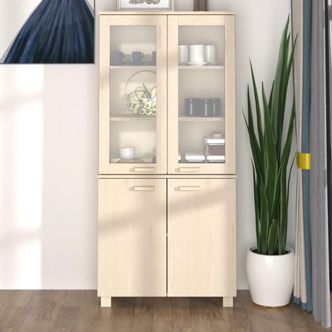 Buffet bas Contemporain - Meuble Commode de Rangement - Bois massif de pin Marron miel Chic-441700 (1/5)