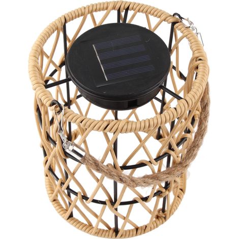 Lanterne solaire suspendue d'extérieur, lanterne solaire LED étanche IP44, lanterne décorative en rotin pour table, terrasse, jardin, cour, lumière chaude (1/5)