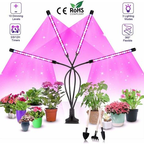 Lampe de croissance horticole avec support, 80 LED, spectre complet, 4 têtes, idéale pour la floraison et la croissance.-AquaForge (1/5)