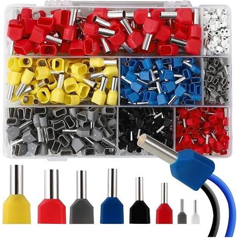 0.5-10mm² Double Crimp Bits, Double Crimp Wiring Ends, Pre-Insulated Electrical Connectors, Brass Core Wire Lugs, Double Quick Connect (1/5)