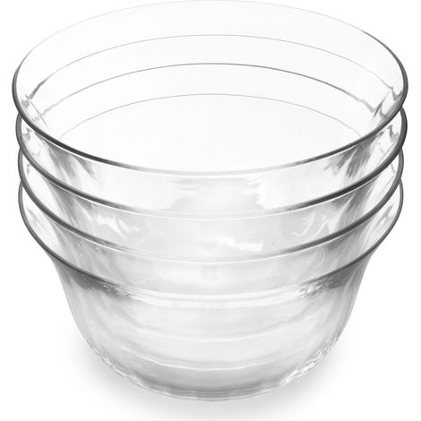 Jamie Oliver Big Love Dreamy Plates de Dessertteller, Pack de 4 Schalen, Teller de geriffeltes Glas de 14 mm, Geschirr perfectfür Puddings, Saucen, Snacks oder Desserts, spülmaschinenfest, verpackt