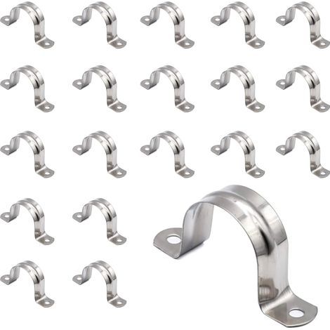 Bride De Fixation en U LOT 20 Collier De Fixation Pour Tube 25mm Cavalier Tuyau En U Collier De Serrage Métallique Tube Collier Collier Etrier, Tuyau Gaz (1/4)