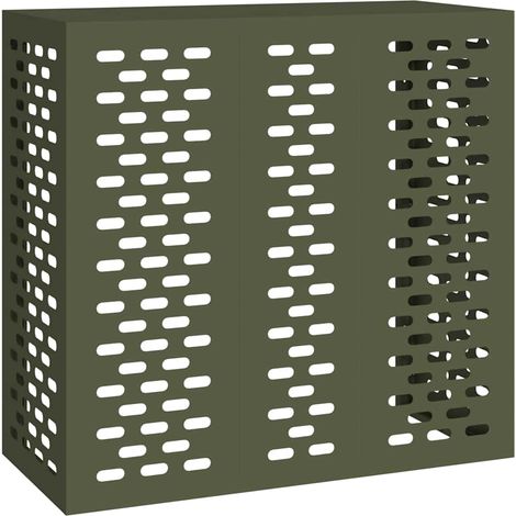 vidaXL Cubierta de aire acondicionado acero verde oliva 110x50x105 cm