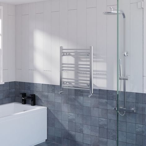Straight Heated Towel Rail Bathroom Radiator Chrome 600x540mm (1/5)